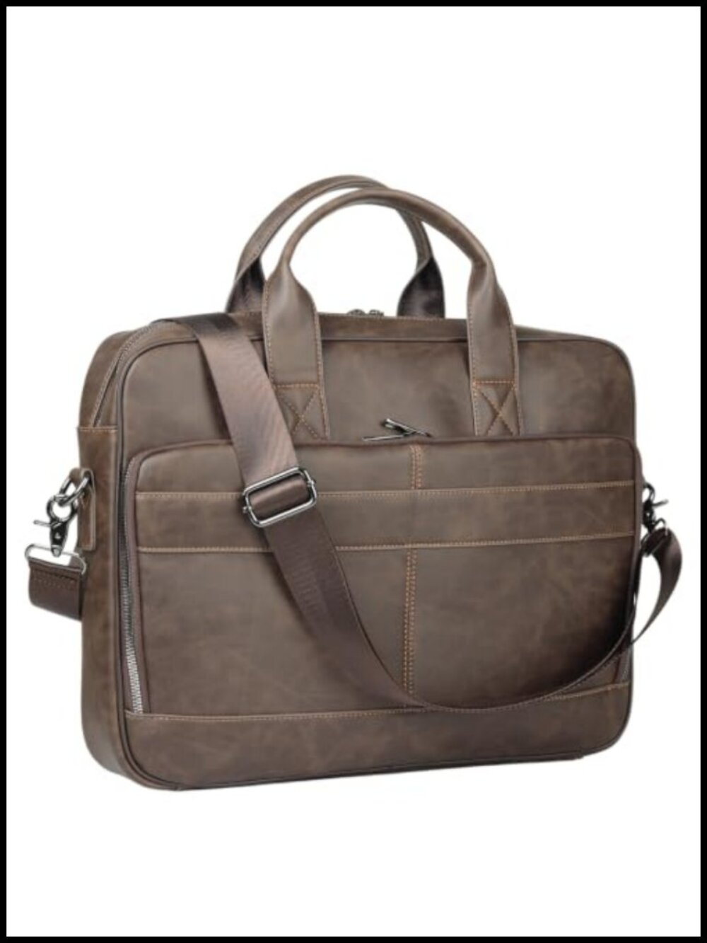 Faux Leather Laptop Briefcase Messenger Bag Crossbody Business Travel Satchel